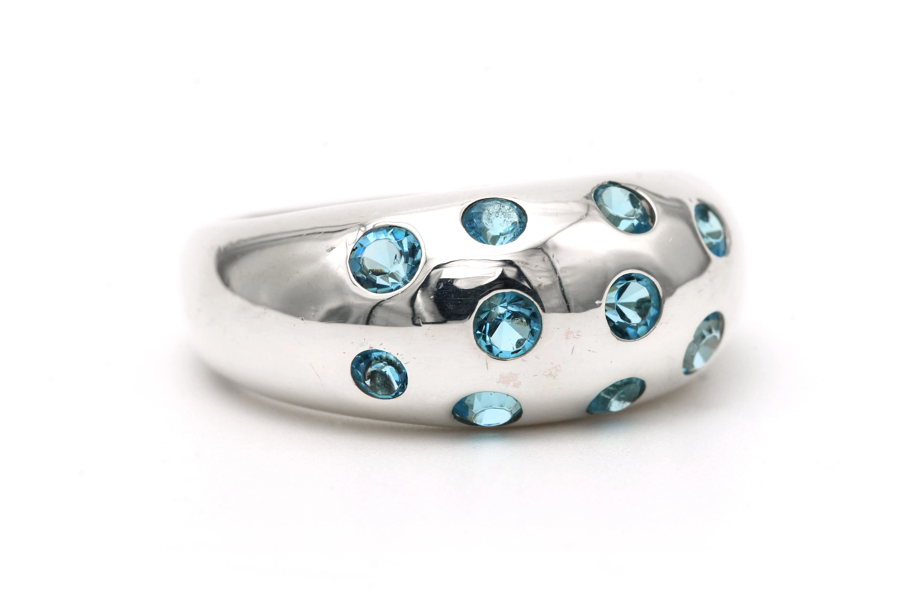 Bague contemporaine en argent 925 sertie de topazes - 6
