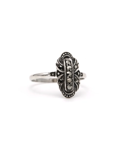 Bague Art Déco en argent 800 sertie de marcassites - 6