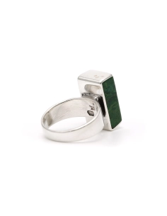 Bague Années 70 en argent sertie d'une jadélite - 5