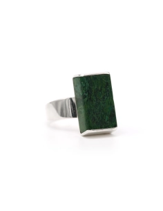 Bague Années 70 en argent sertie d'une jadélite - 6