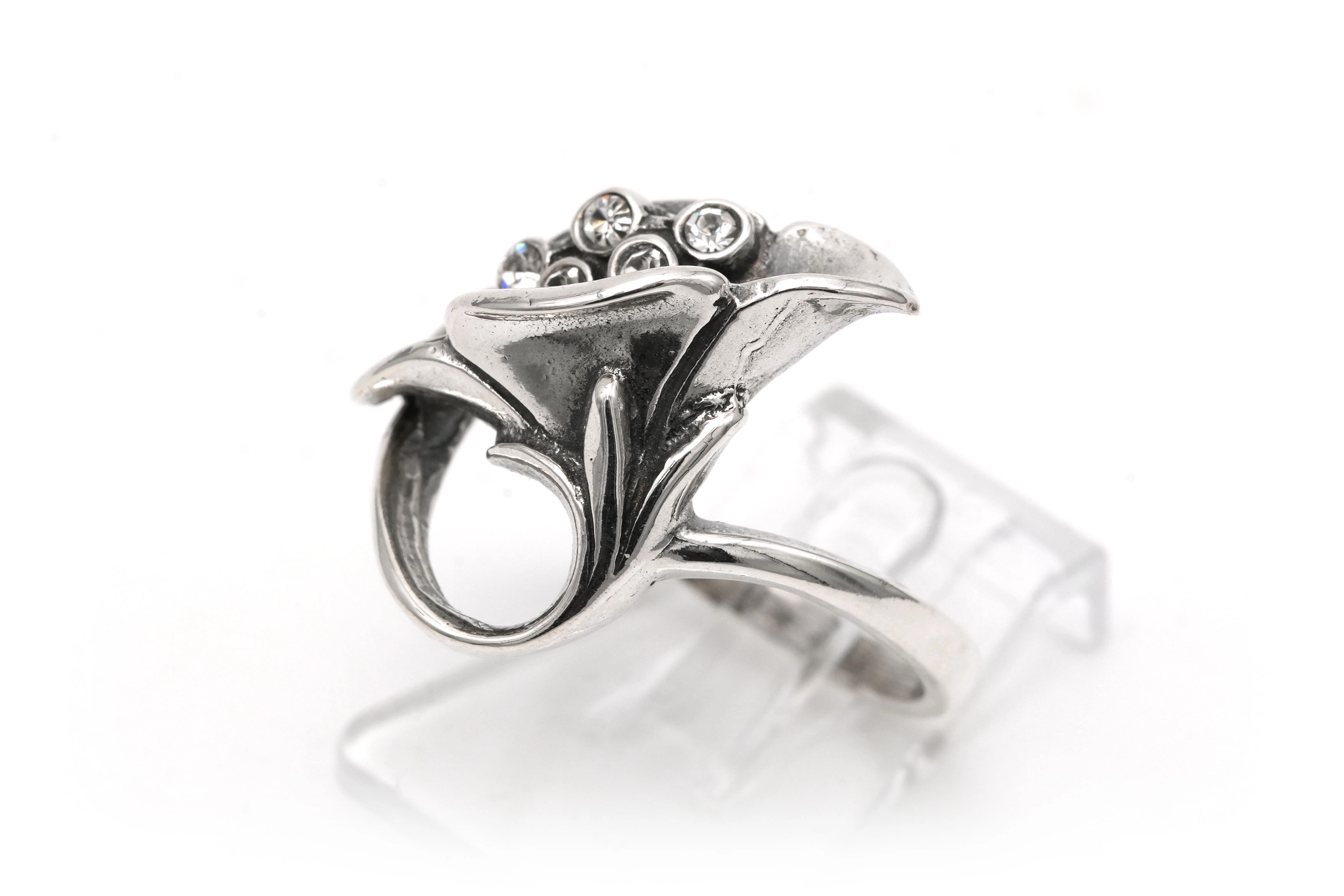 Bague contemporaine en argent 925 sertie de zirconiums - 2