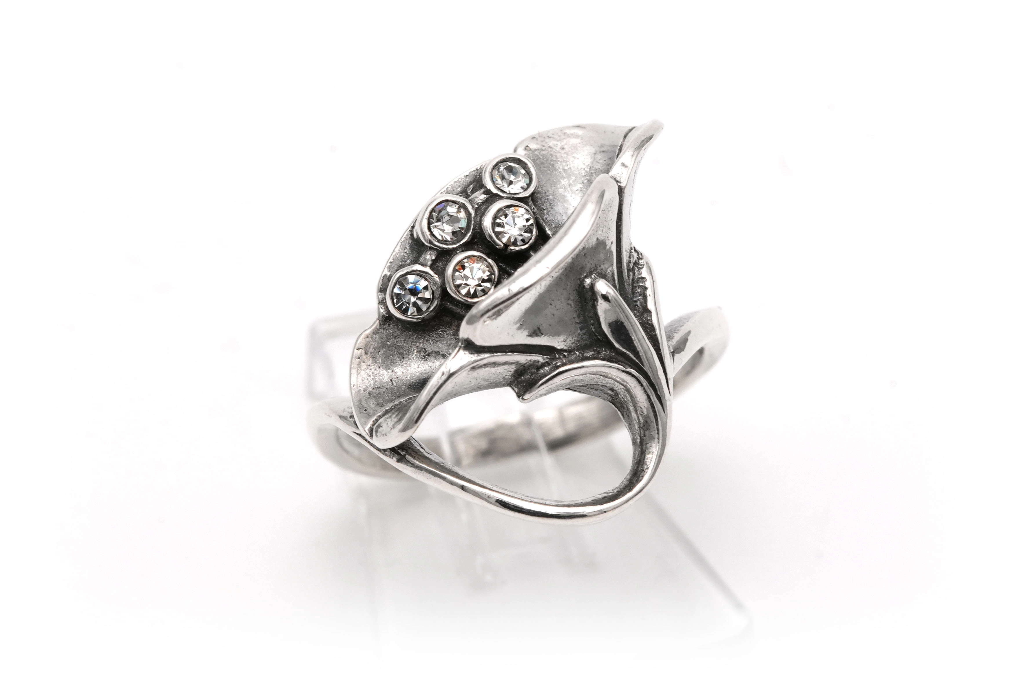 Bague contemporaine en argent 925 sertie de zirconiums - 6