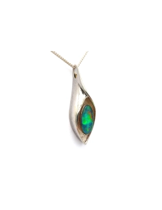 Pendentif contemporain en argent 925 serti d'une opale - 2