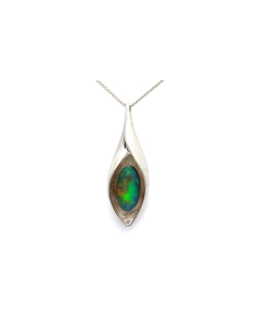 Pendentif contemporain en argent 925 serti d'une opale - 1
