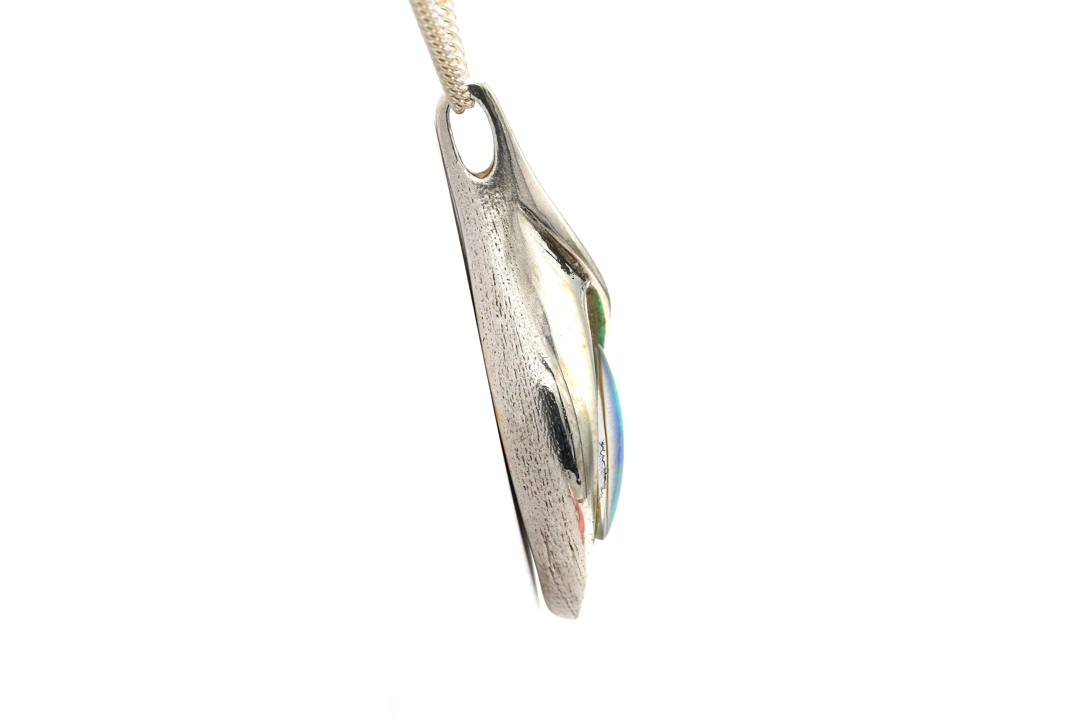 Pendentif contemporain en argent 925 serti d'une opale - 3
