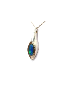 Pendentif contemporain en argent 925 serti d'une opale - 4