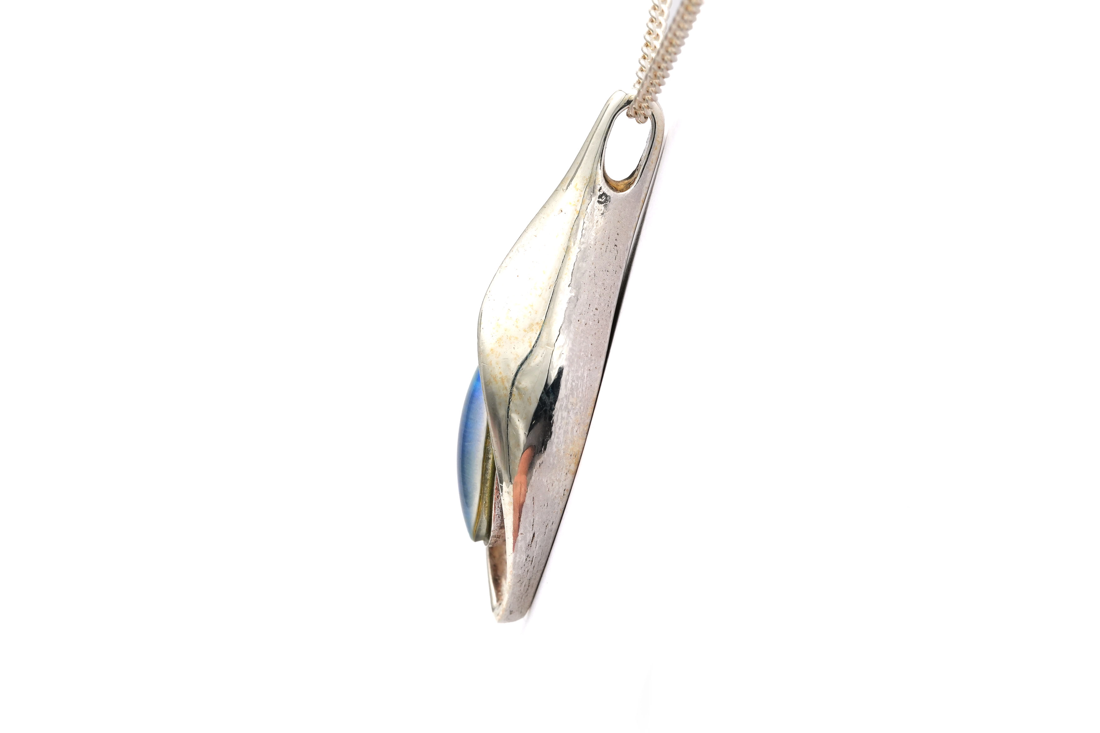 Pendentif contemporain en argent 925 serti d'une opale - 5