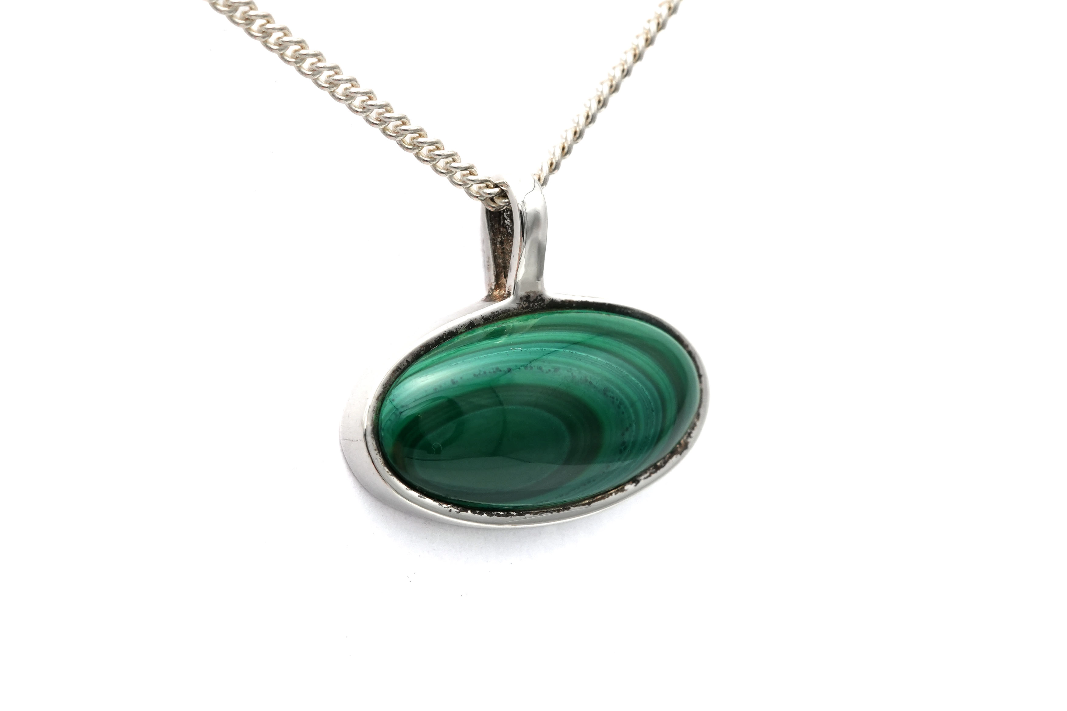 Pendentif contemporain en argent 800 serti d'une malachite - 2