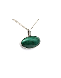 Pendentif contemporain en argent 800 serti d'une malachite - 2