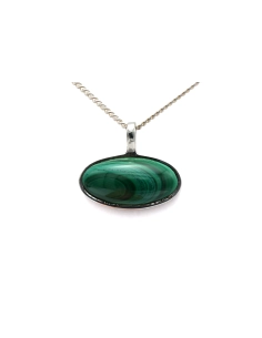 Pendentif contemporain en argent 800 serti d'une malachite - 1