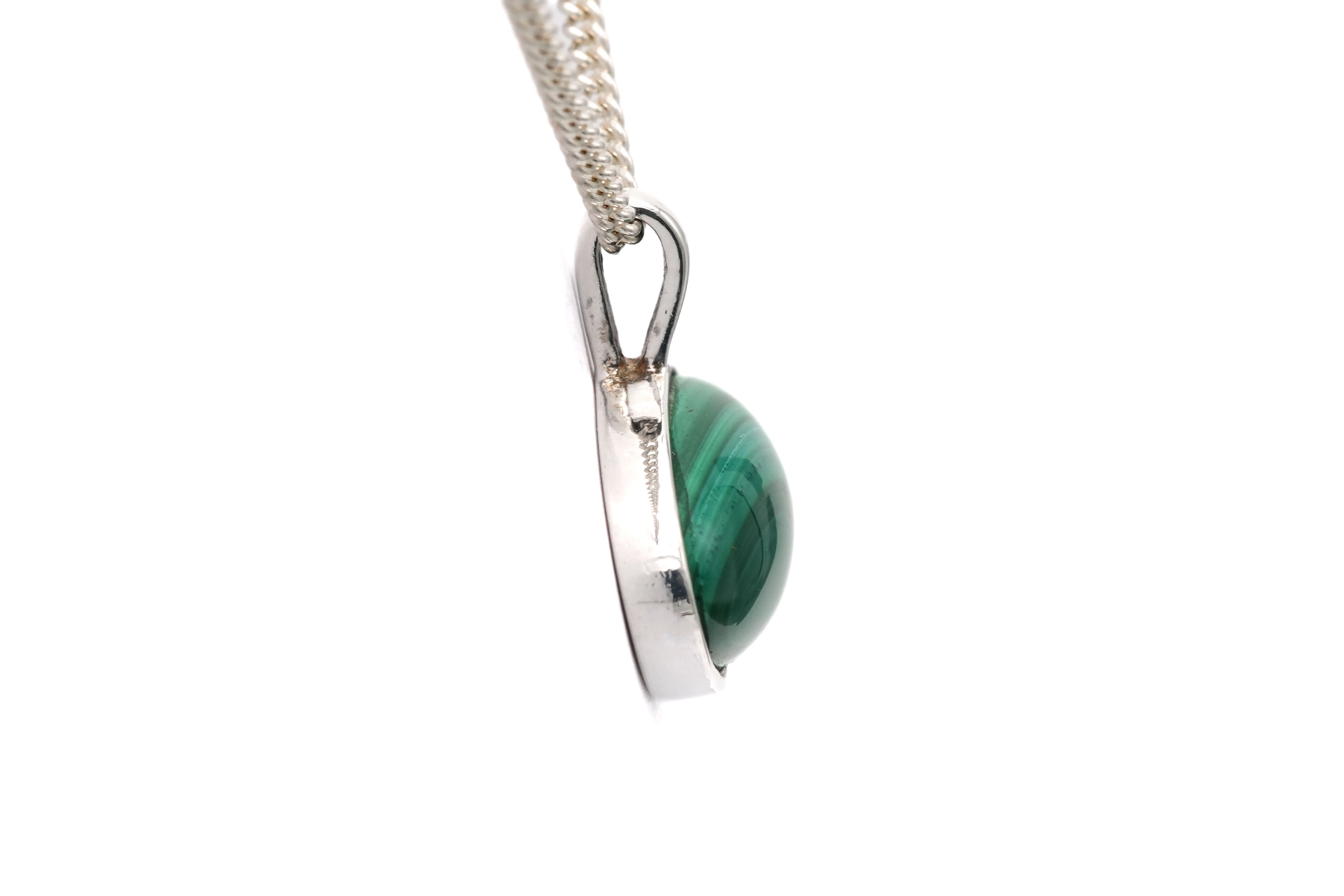 Pendentif contemporain en argent 800 serti d'une malachite - 3