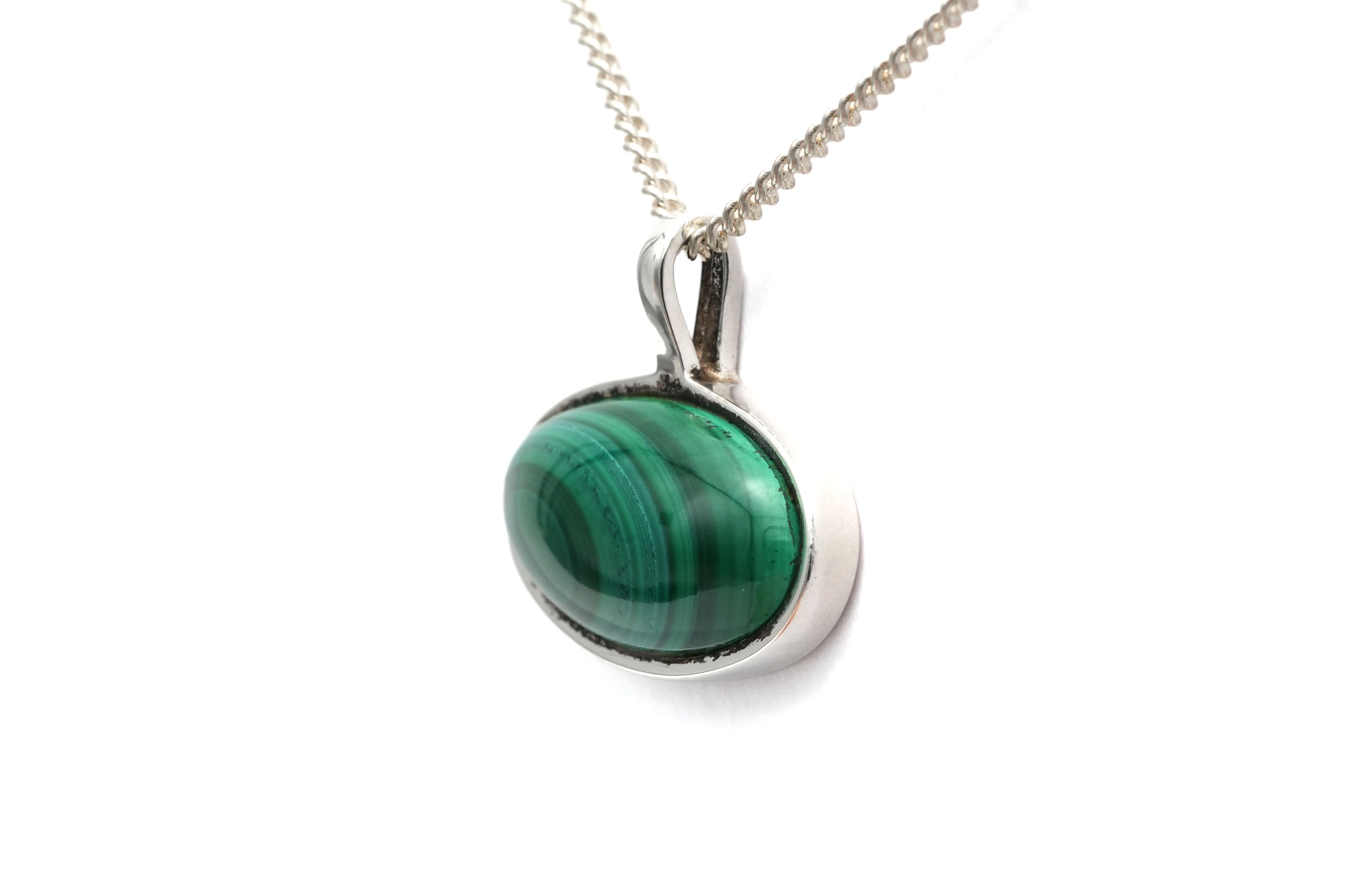 Pendentif contemporain en argent 800 serti d'une malachite - 4