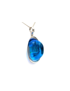 Pendentif Années 70 en argent serti d'une pâte de verre - 2