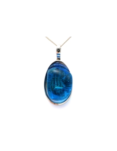 Pendentif Années 70 en argent serti d'une pâte de verre - 1