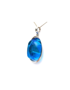 Pendentif Années 70 en argent serti d'une pâte de verre - 4