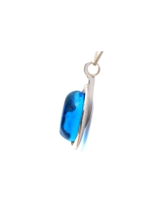 Pendentif Années 70 en argent serti d'une pâte de verre - 5