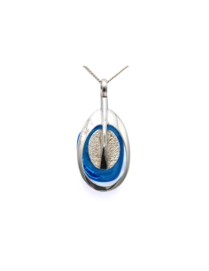 Pendentif Années 70 en argent serti d'une pâte de verre - 6