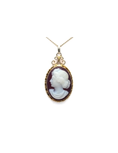 Pendentif Art Déco en argent serti d'un camée en agate - 2