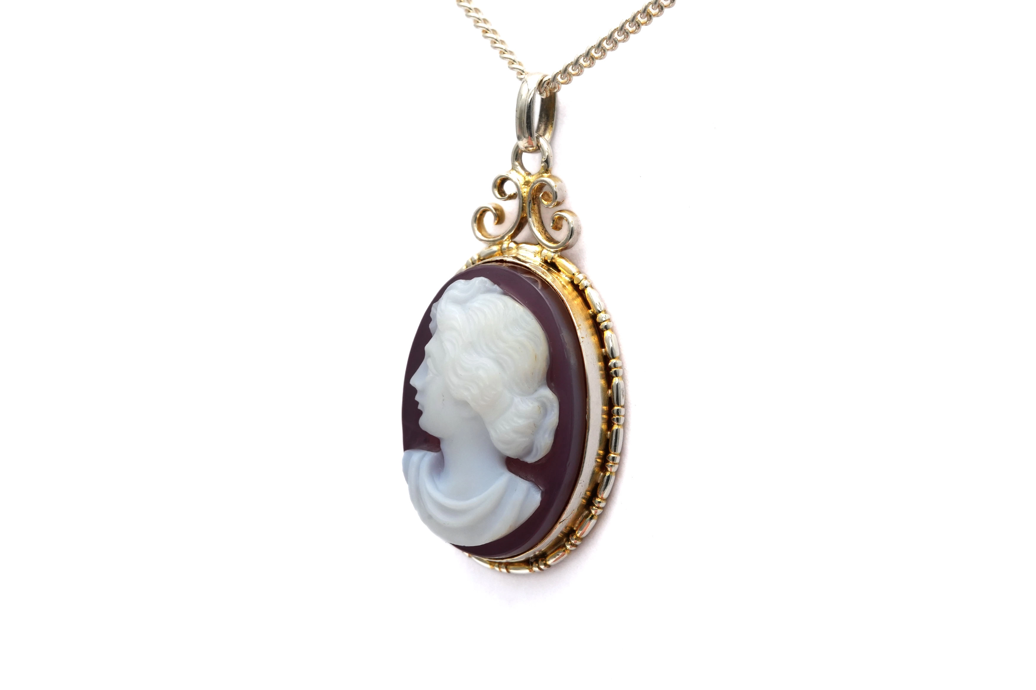 Pendentif Art Déco en argent serti d'un camée en agate - 4