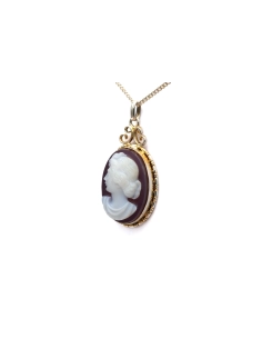 Pendentif Art Déco en argent serti d'un camée en agate - 4