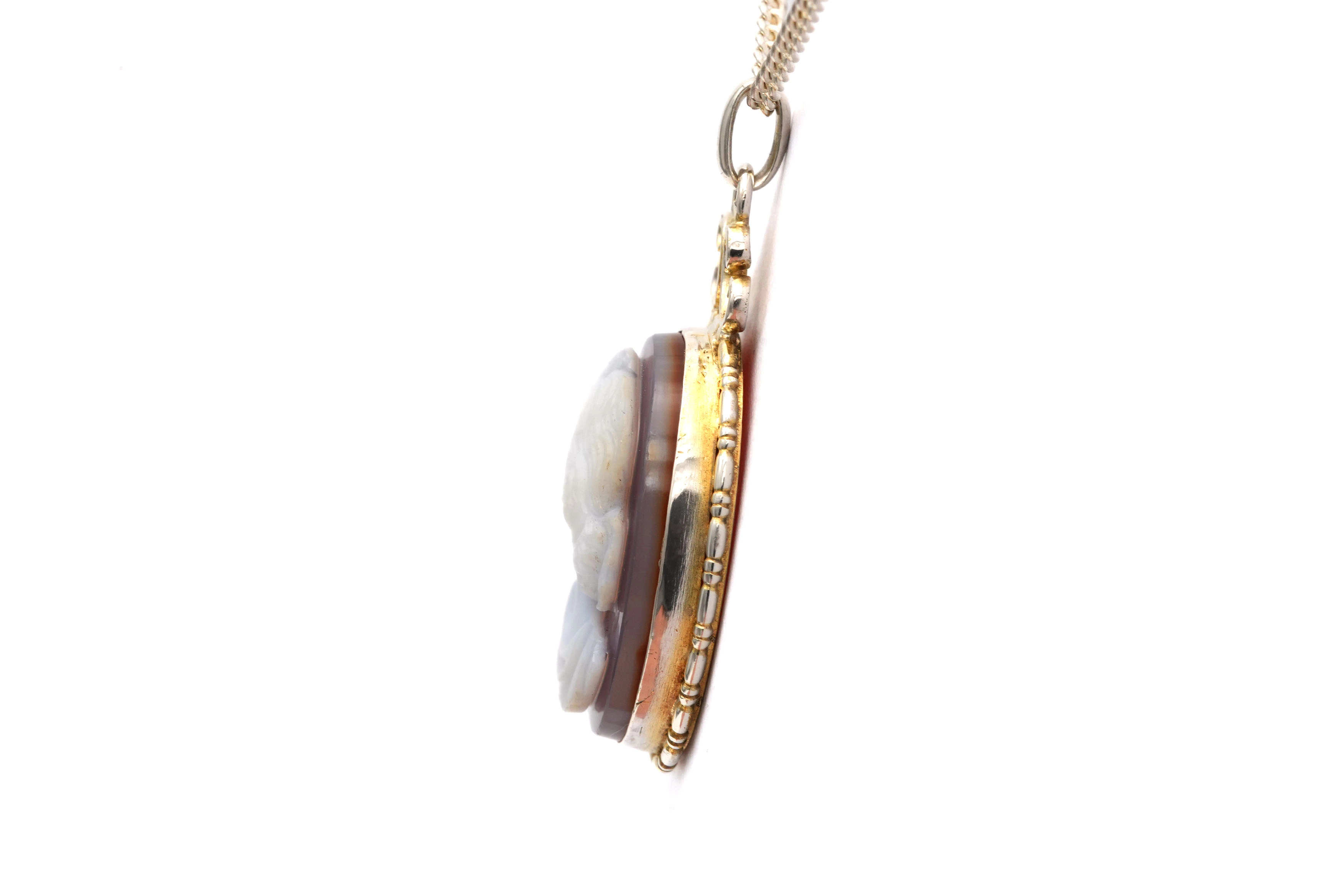 Pendentif Art Déco en argent serti d'un camée en agate - 5
