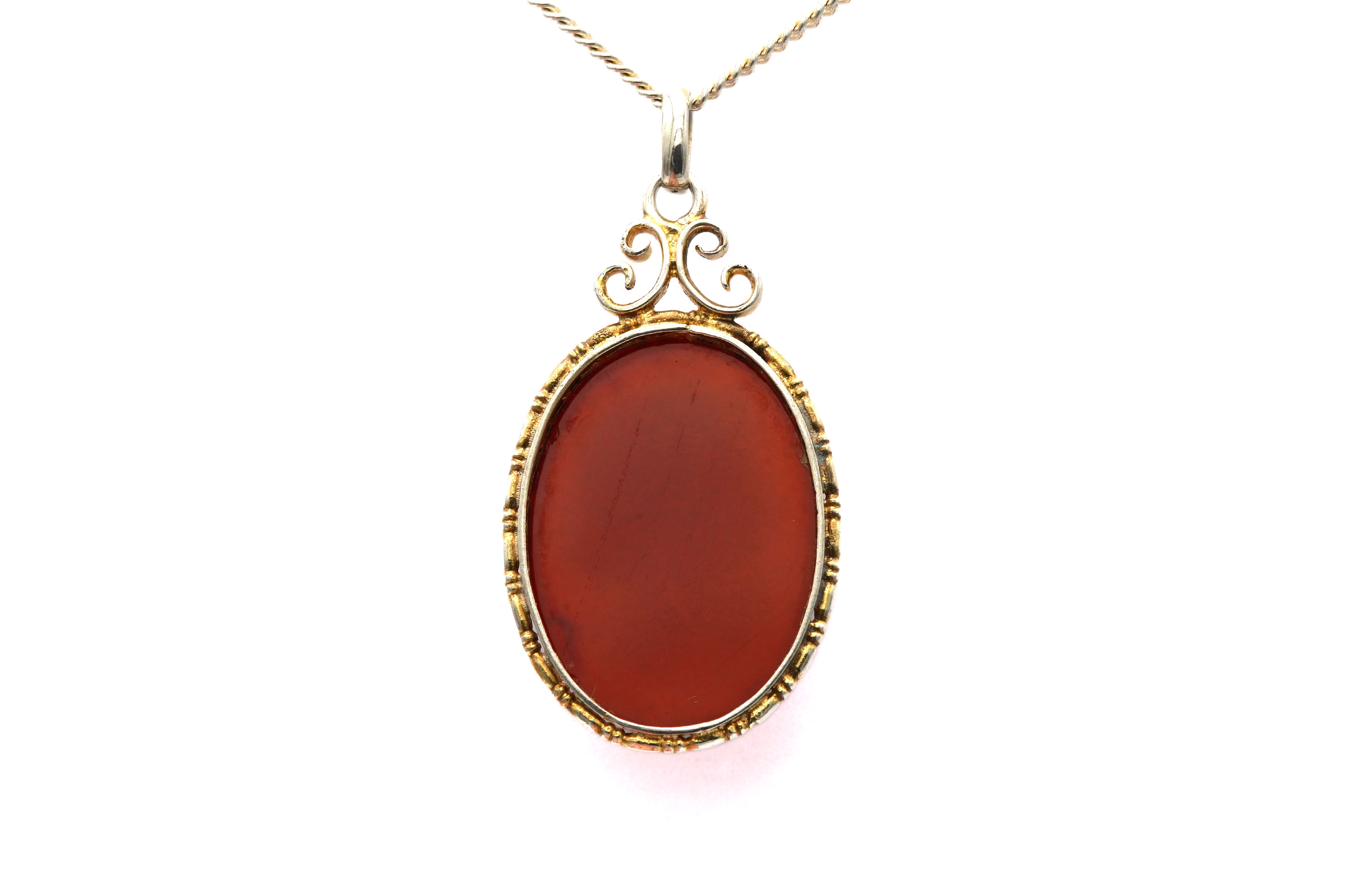 Pendentif Art Déco en argent serti d'un camée en agate - 6