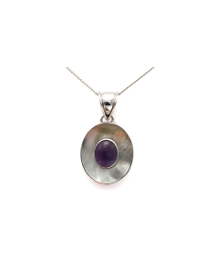 Pendentif contemporain en argent 925 serti d'une améthyste - - 1