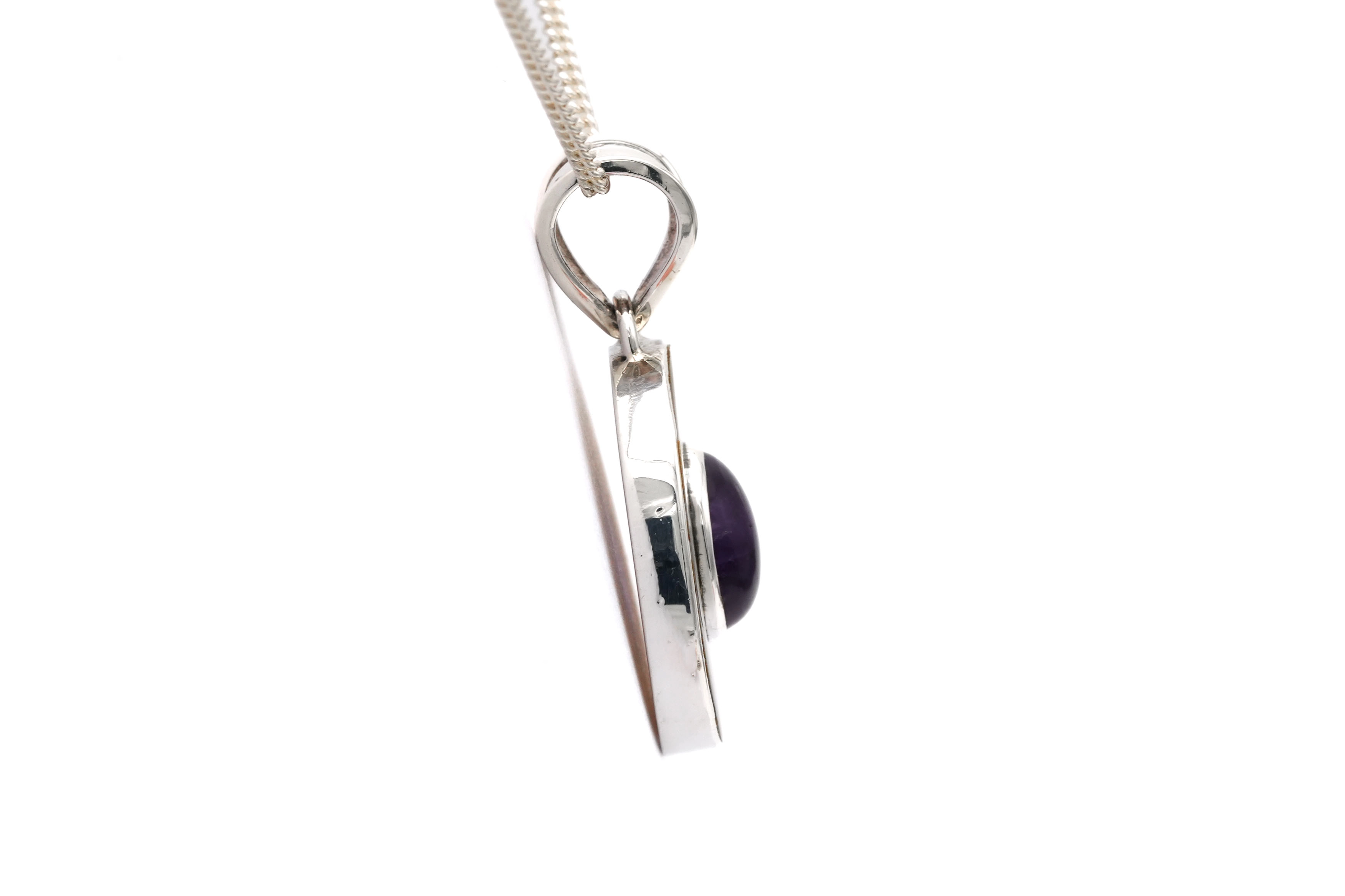 Pendentif contemporain en argent 925 serti d'une améthyste - - 3