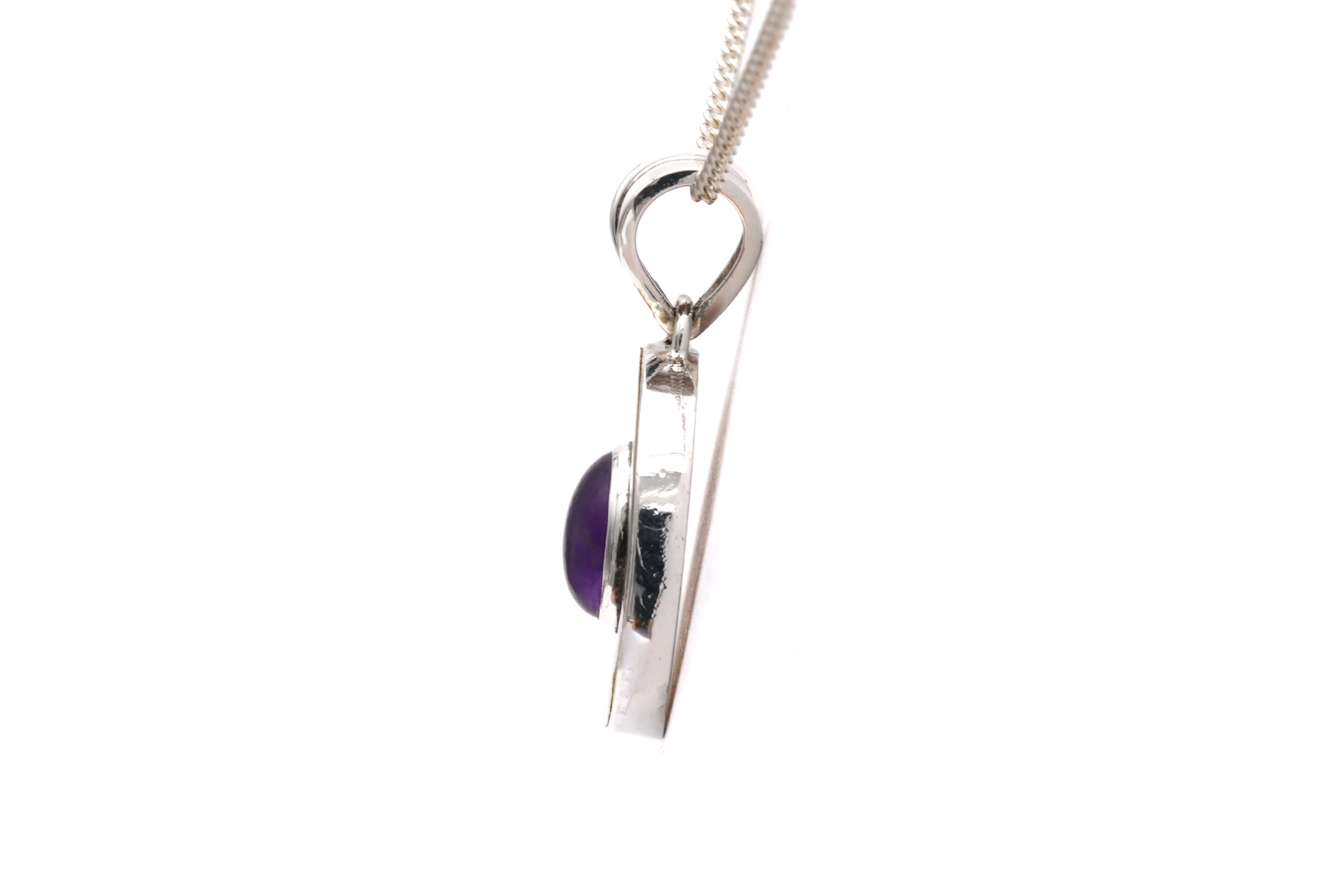 Pendentif contemporain en argent 925 serti d'une améthyste - - 5