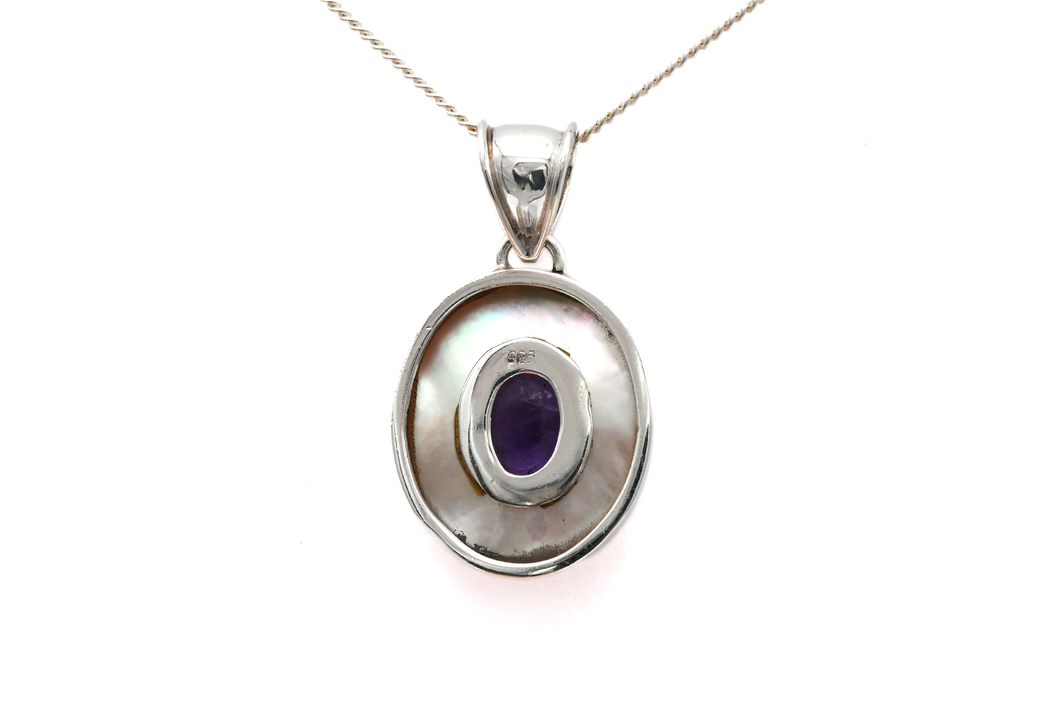 Pendentif contemporain en argent 925 serti d'une améthyste - - 6