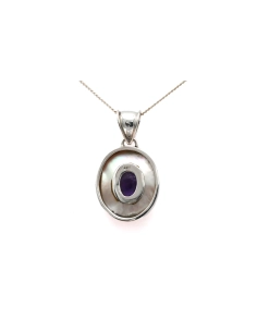 Pendentif contemporain en argent 925 serti d'une améthyste - - 6
