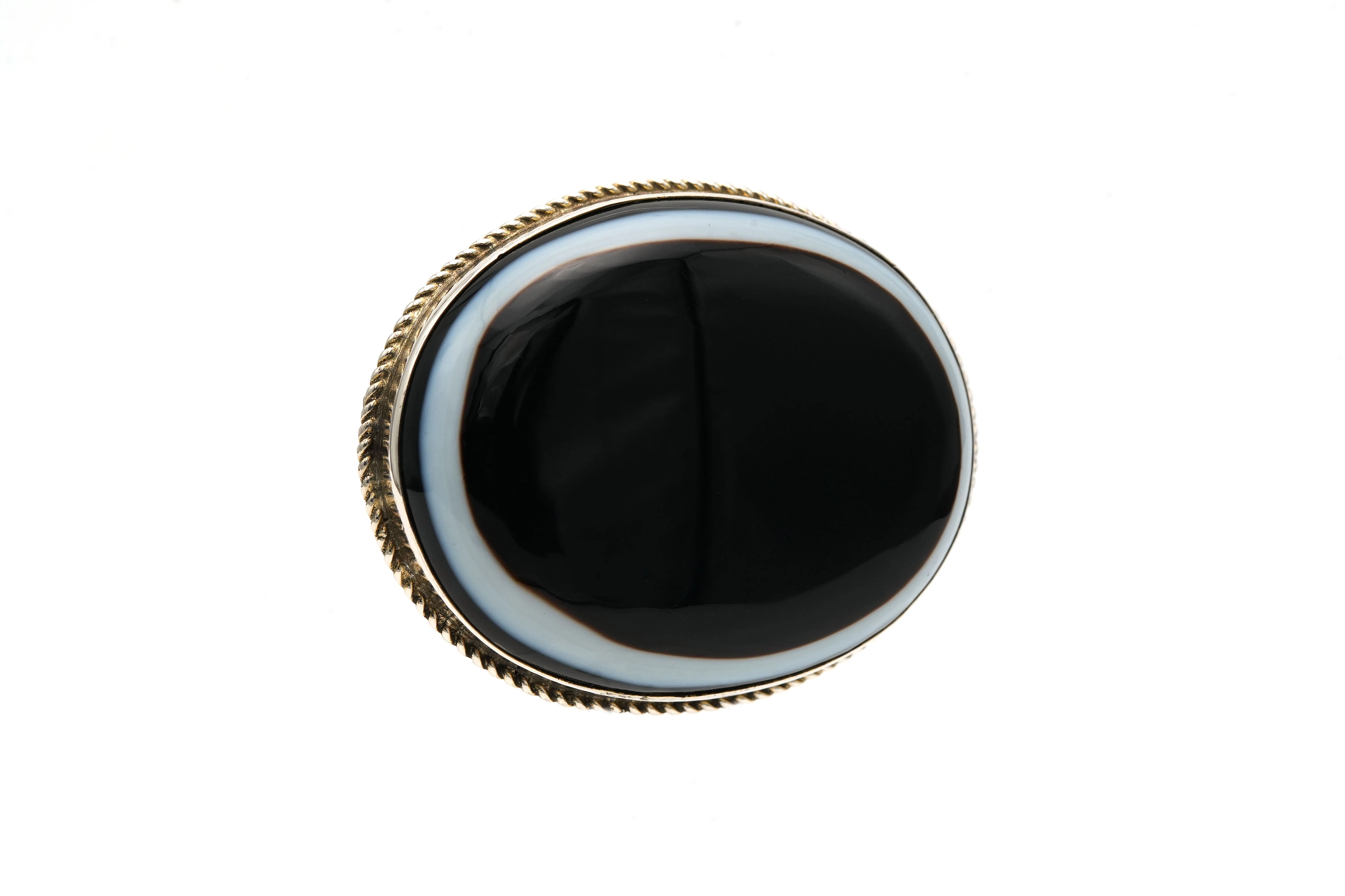 Broche Art Déco en argent sertie d'une agate - - 2