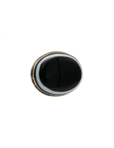 Broche Art Déco en argent sertie d'une agate - - 2