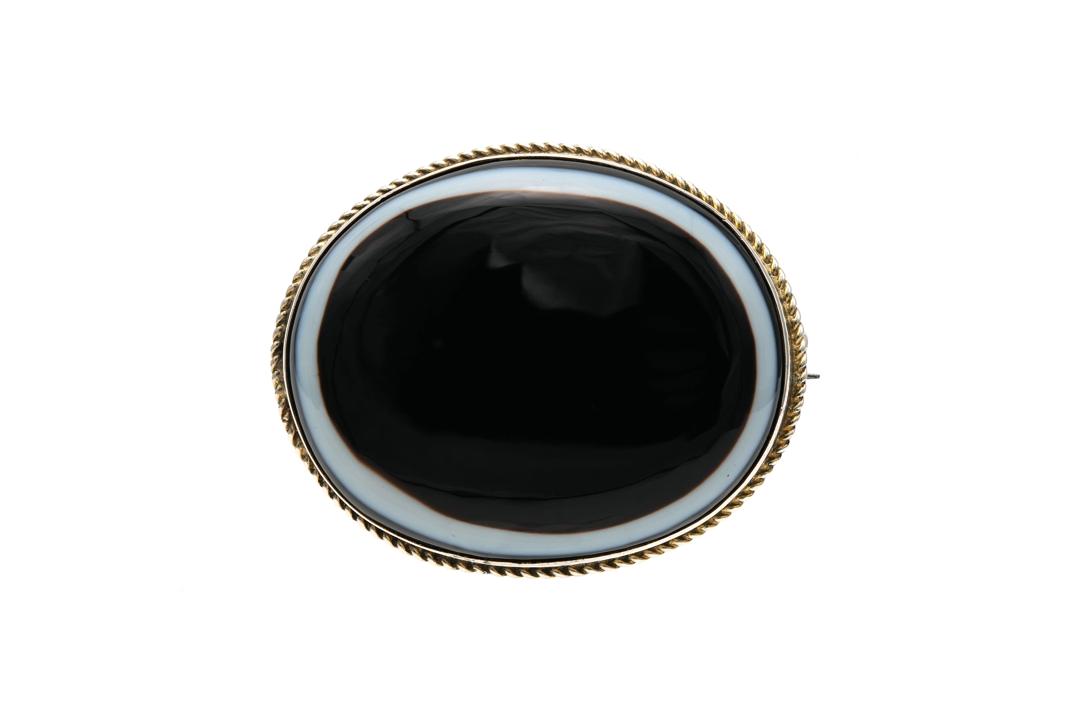 Broche Art Déco en argent sertie d'une agate - - 1
