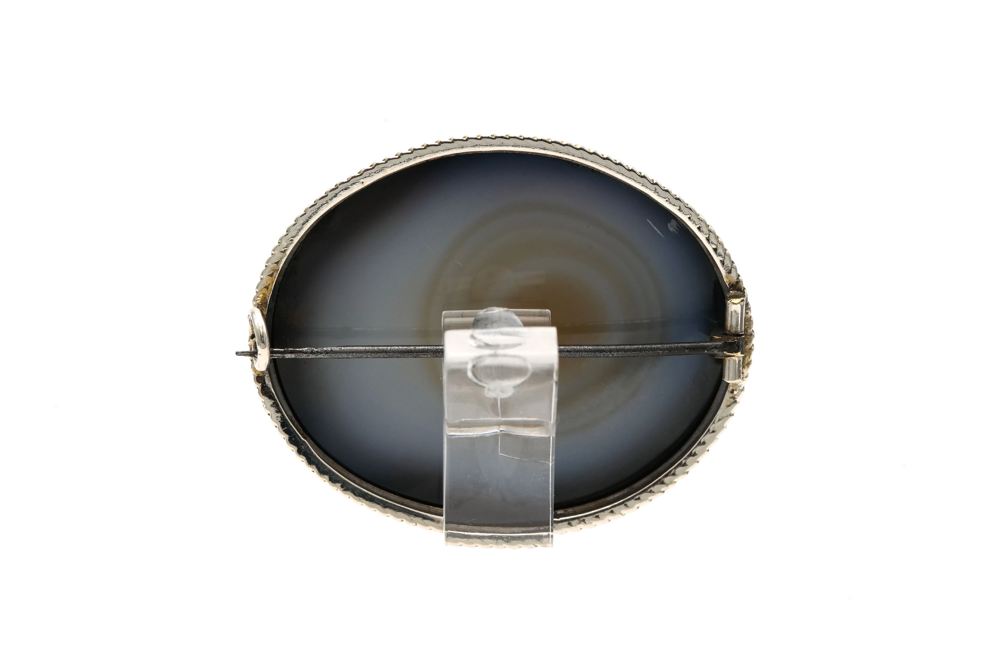 Broche Art Déco en argent sertie d'une agate - - 4