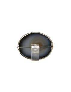 Broche Art Déco en argent sertie d'une agate - - 4
