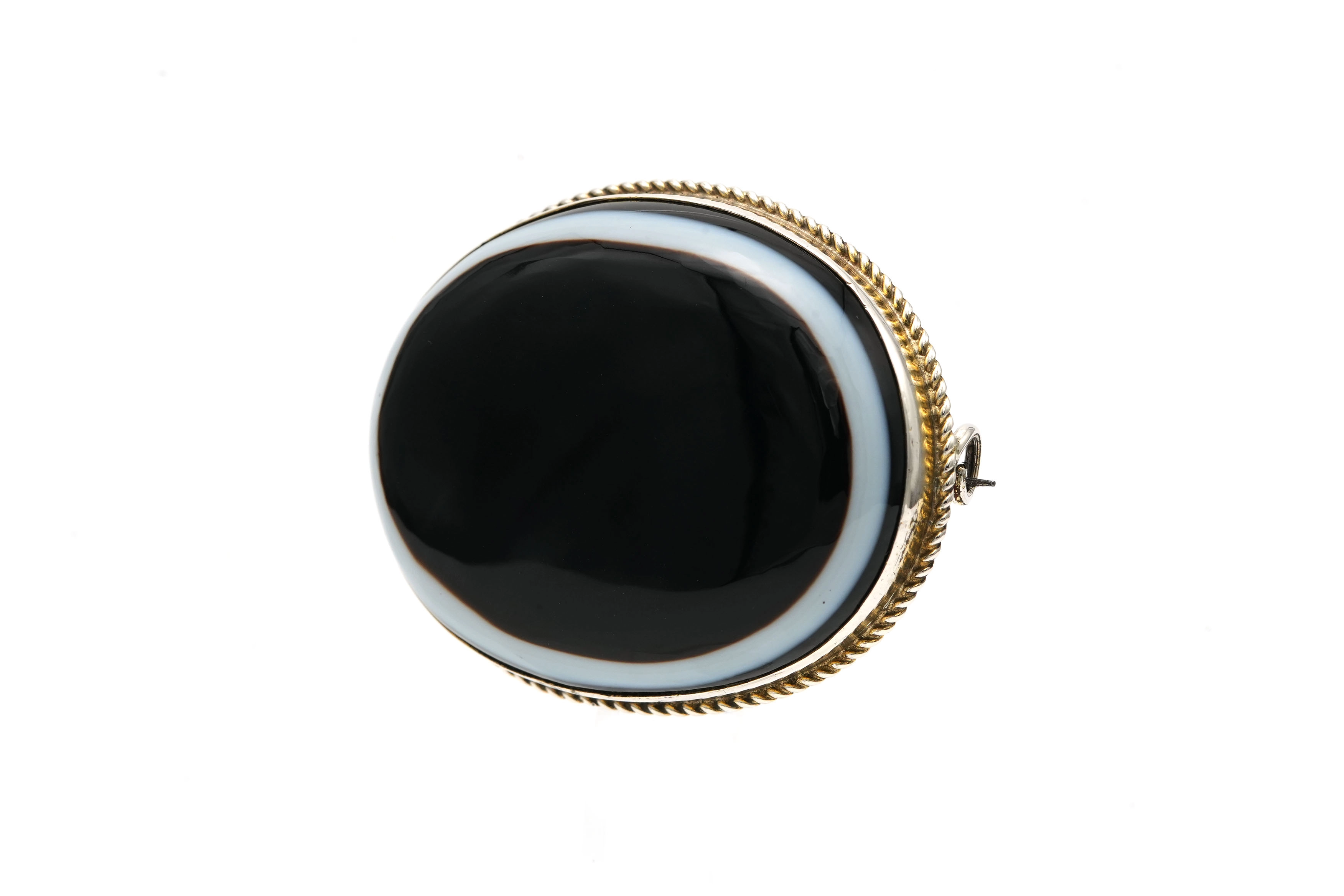 Broche Art Déco en argent sertie d'une agate - - 6