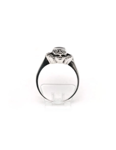 Bague Années 50' en argent 925 sertie d'une onyx et de marcassites - - 4