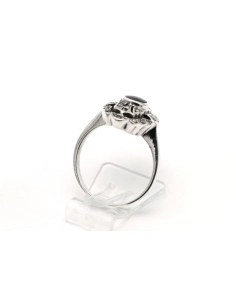 Bague Années 50' en argent 925 sertie d'une onyx et de marcassites - - 5