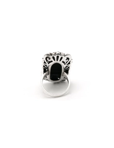 Bague Art Déco en argent sertie d'une onyx et de marcassites - - 4