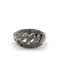 Bague Art Déco en argent sertie de marcassites - - 1