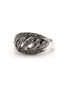 Bague Art Déco en argent sertie de marcassites - - 2