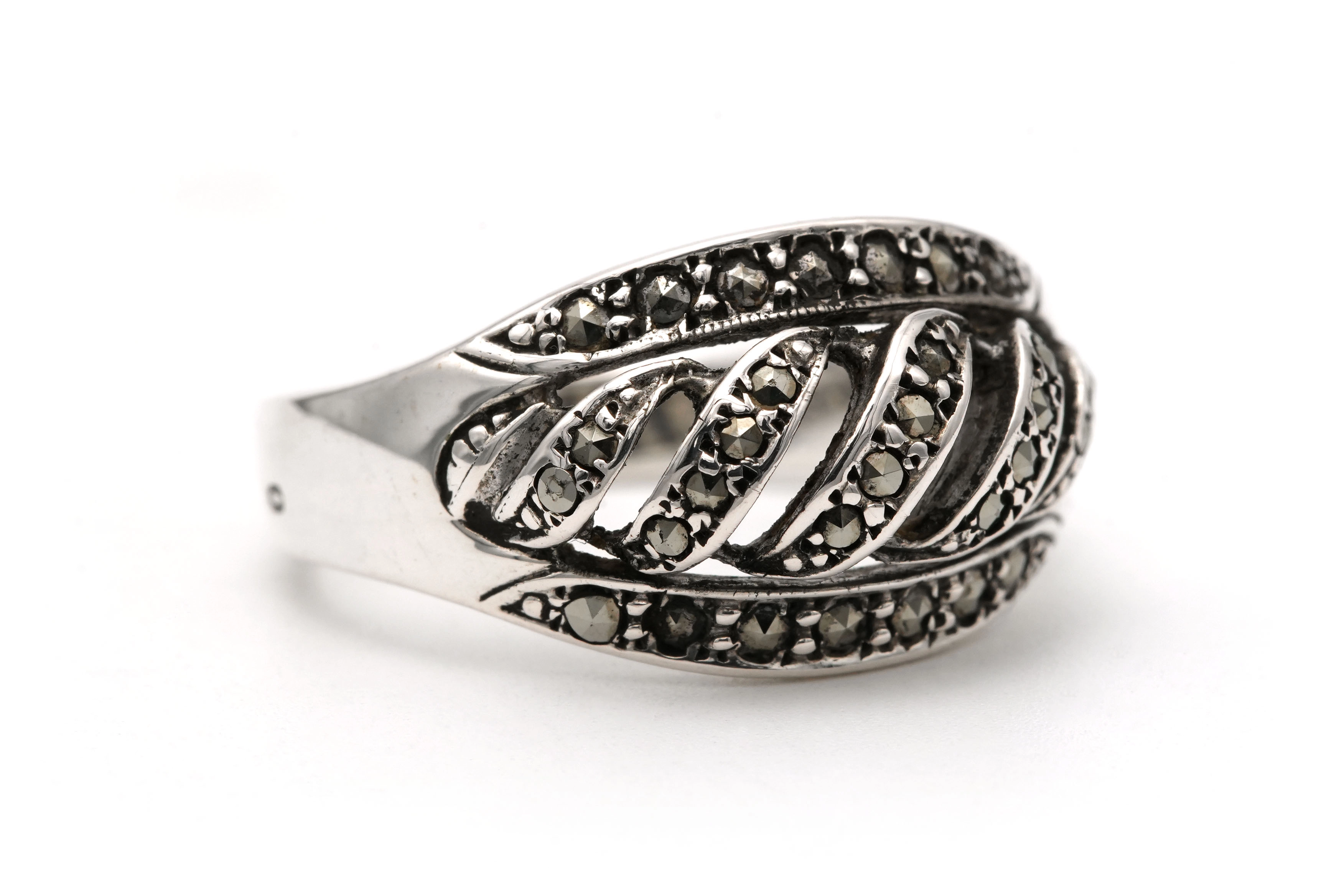 Bague Art Déco en argent sertie de marcassites - - 6