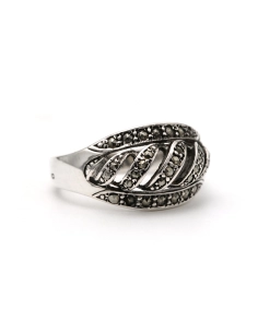 Bague Art Déco en argent sertie de marcassites - - 6