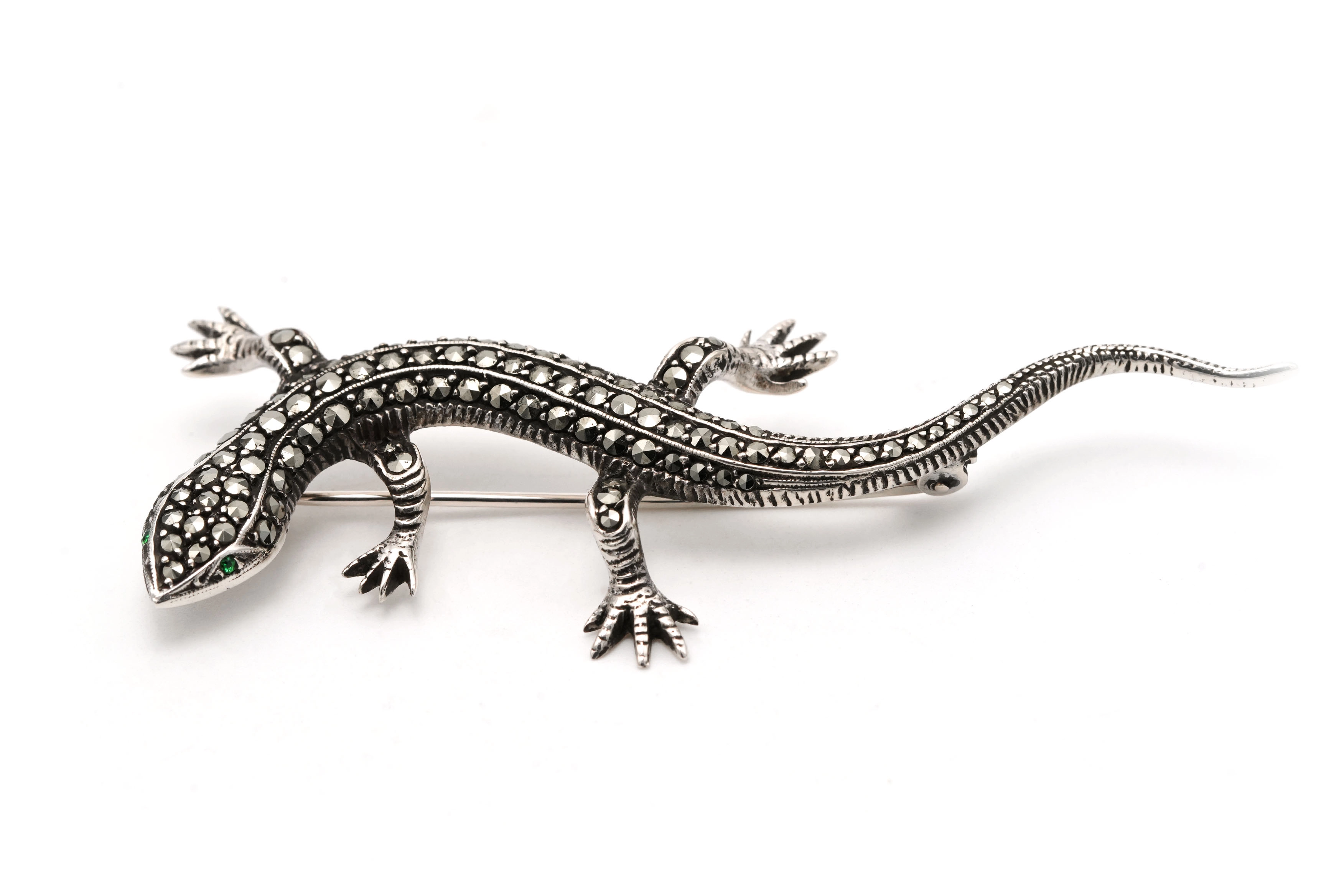 Broche Art Déco en argent 835 sertie de marcassites - - 1