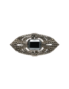 Broche Art Déco en argent sertie de marcassites - - 1