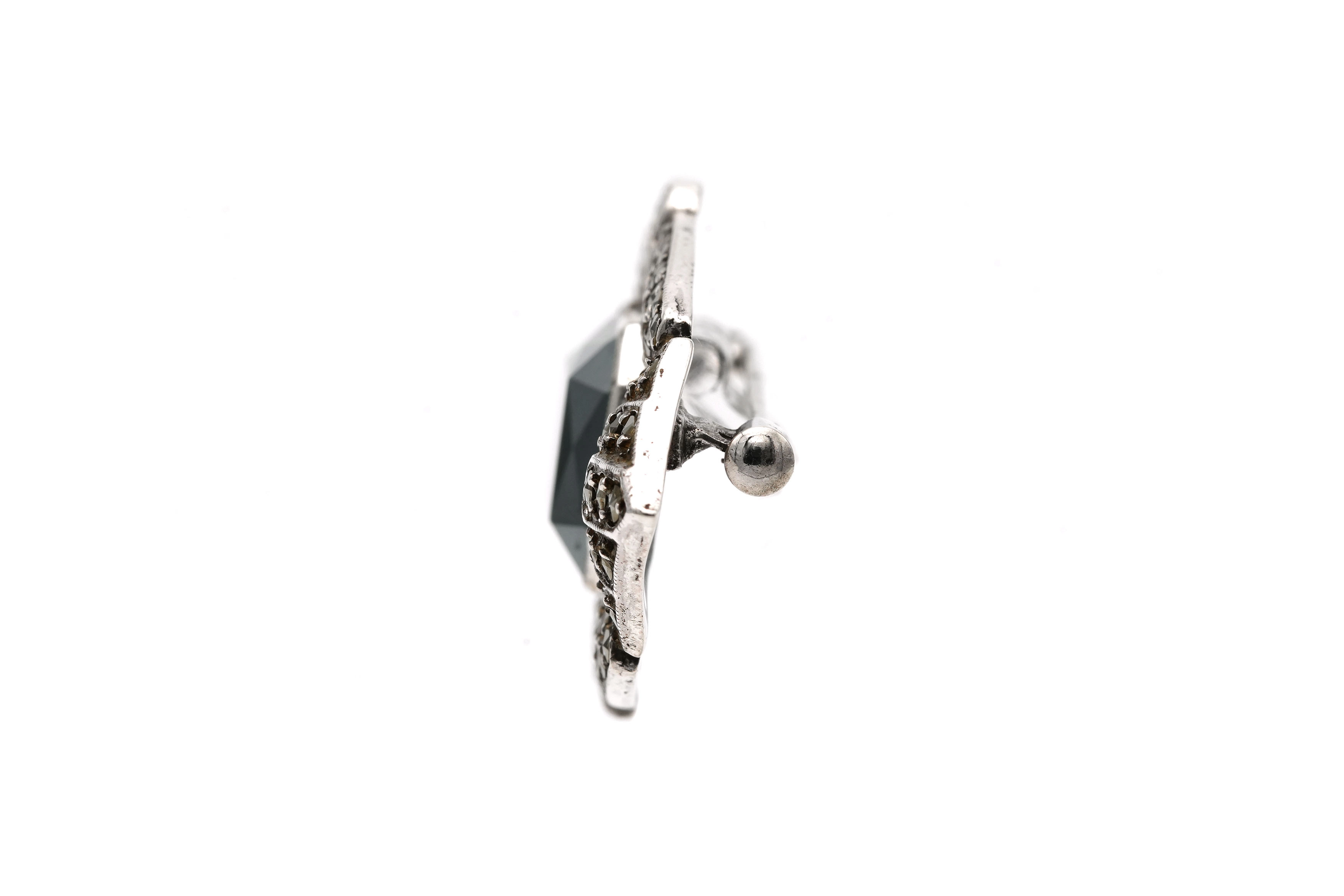 Broche Art Déco en argent sertie de marcassites - - 3