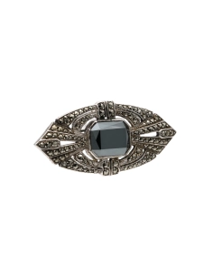 Broche Art Déco en argent sertie de marcassites - - 6
