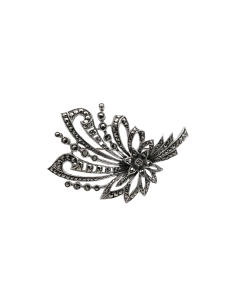 Broche Art Déco en argent 835 sertie de marcassites - - 1