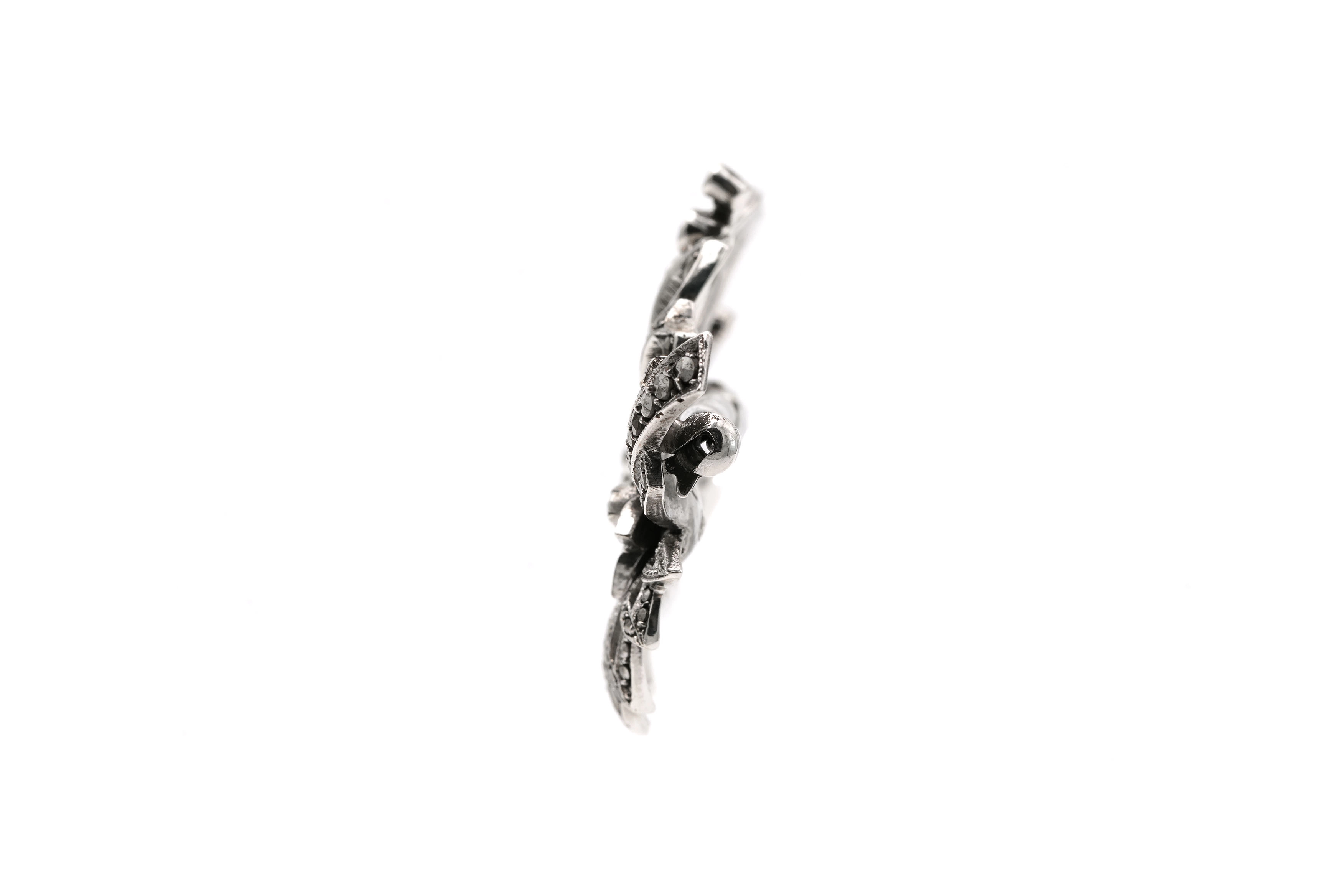 Broche Art Déco en argent 835 sertie de marcassites - - 3